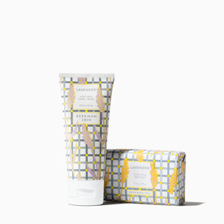 Beekman 1802's Lavender Bodycare duo which includes one 2oz hand cream and one 3.5 oz bar soap.
