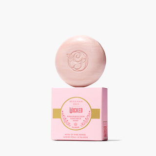 Pink Perfection Goat Milk Soap on top of packaging