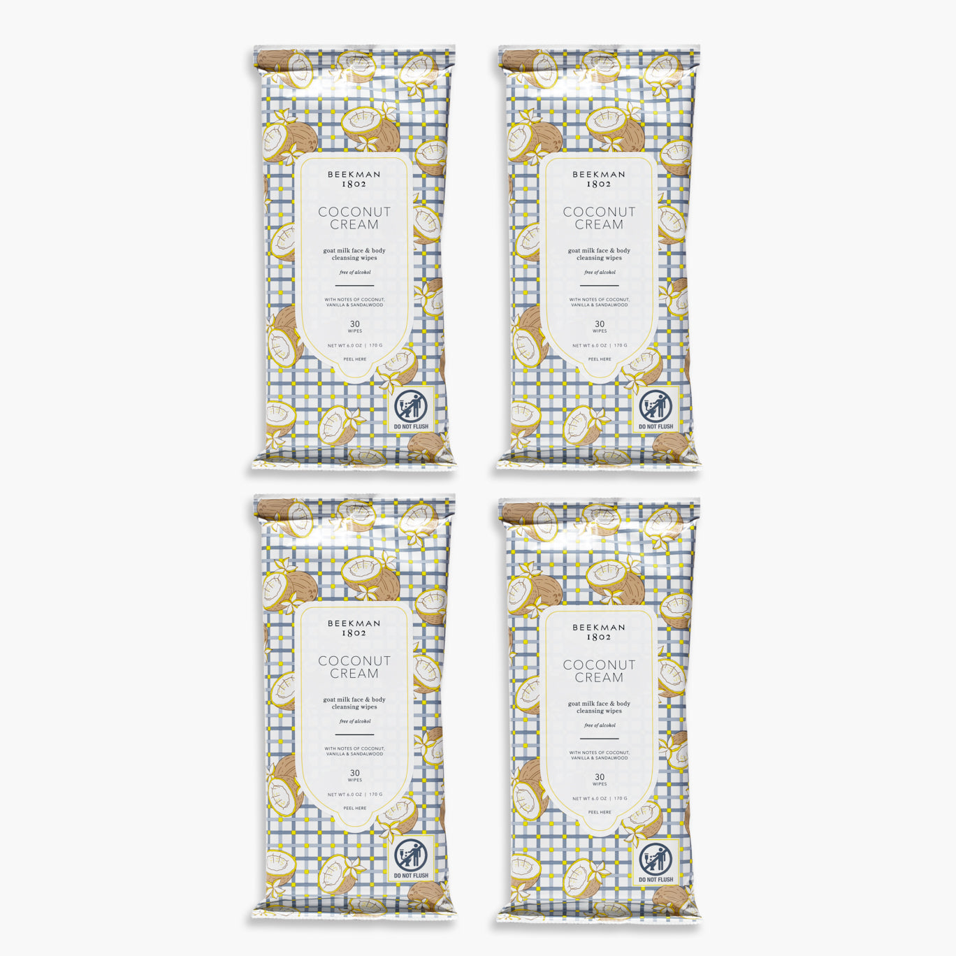 Coconut Cream Face Wipes Set of 4  