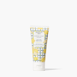 Tube of Beekman 1802's Almond Honey Cookie 2 ounce Hand Cream on a white background.