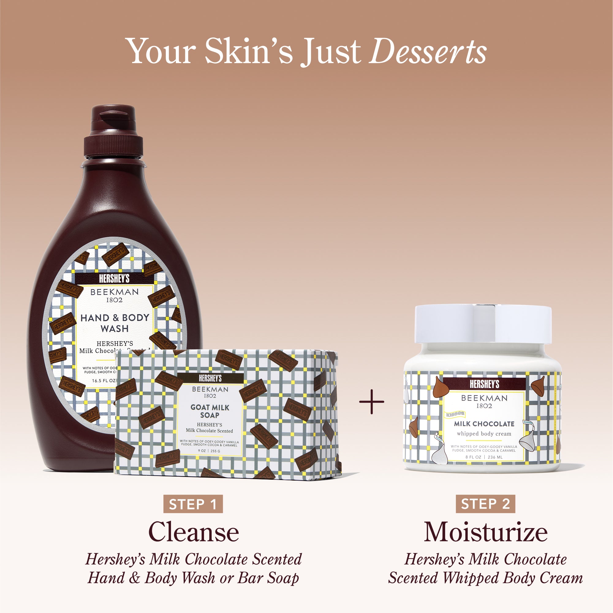Limited-Edition Beekman 1802 x Hershey's Milk Chocolate Bodycare Trio