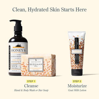 Clean, Hydrated Skin Starts Here. Step 1: Cleanse and Step 2: Moisturize