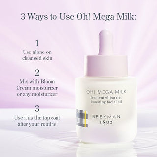 Infographic that explains 3 ways to use oh mega milk.