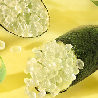 Up close view of the caviar lime against yellow background 