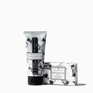 Beekman 1802's Vanilla Absolute bundle which includes one 2oz hand cream and one 3.5 oz bar soap.