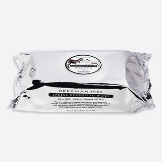 An image of the beekman 1802 supersized 100-count pure goat milk face wipes.