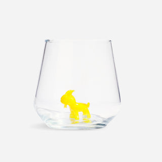 An image of the Beekman 1802 Goatie Wine Glass, which features yellow goatie inside the glass.